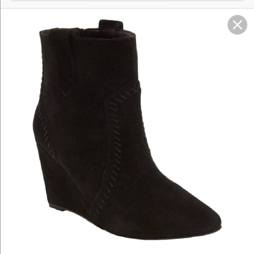 Rebecca Minkoff Black Wedge Suede Leather New